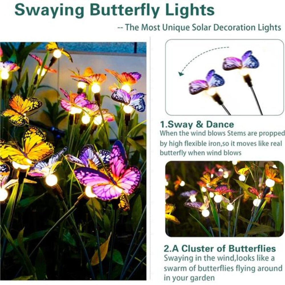 Solar Garden Lights - Newest Swaying Butterfly Light, Swaying in The Wind - Picture 2 of 7